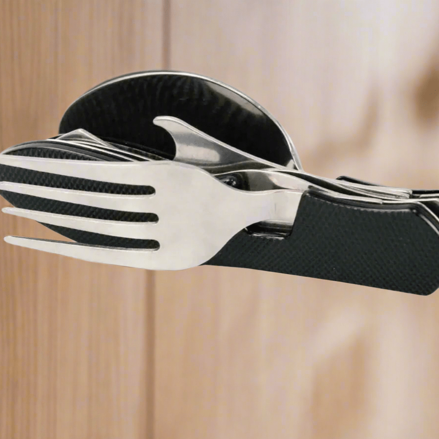 Couteau Suisse - FoldableTablewareSet™ - Noir - Nature en Camping