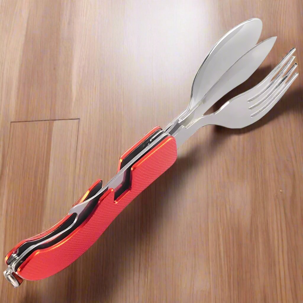 Couteau Suisse - FoldableTablewareSet™ - Rouge - Nature en Camping