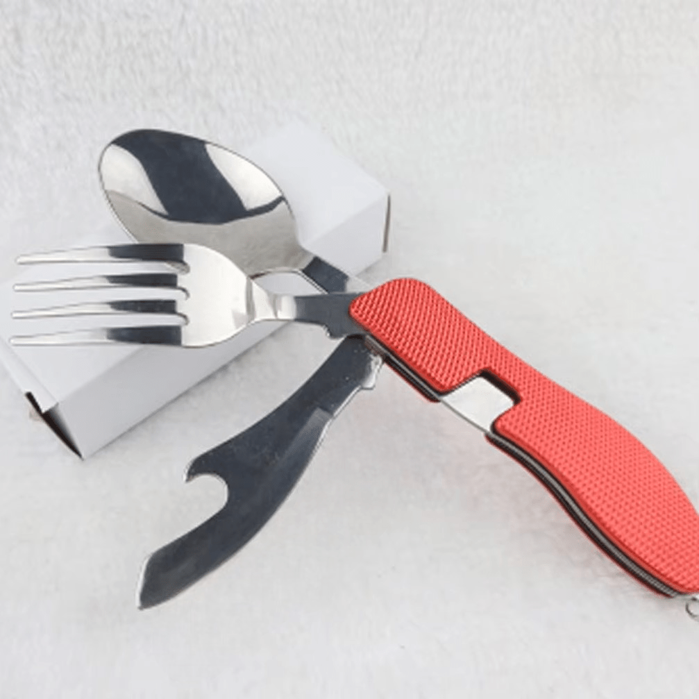 Couteau Suisse - FoldableTablewareSet™ - Rouge - Nature en Camping