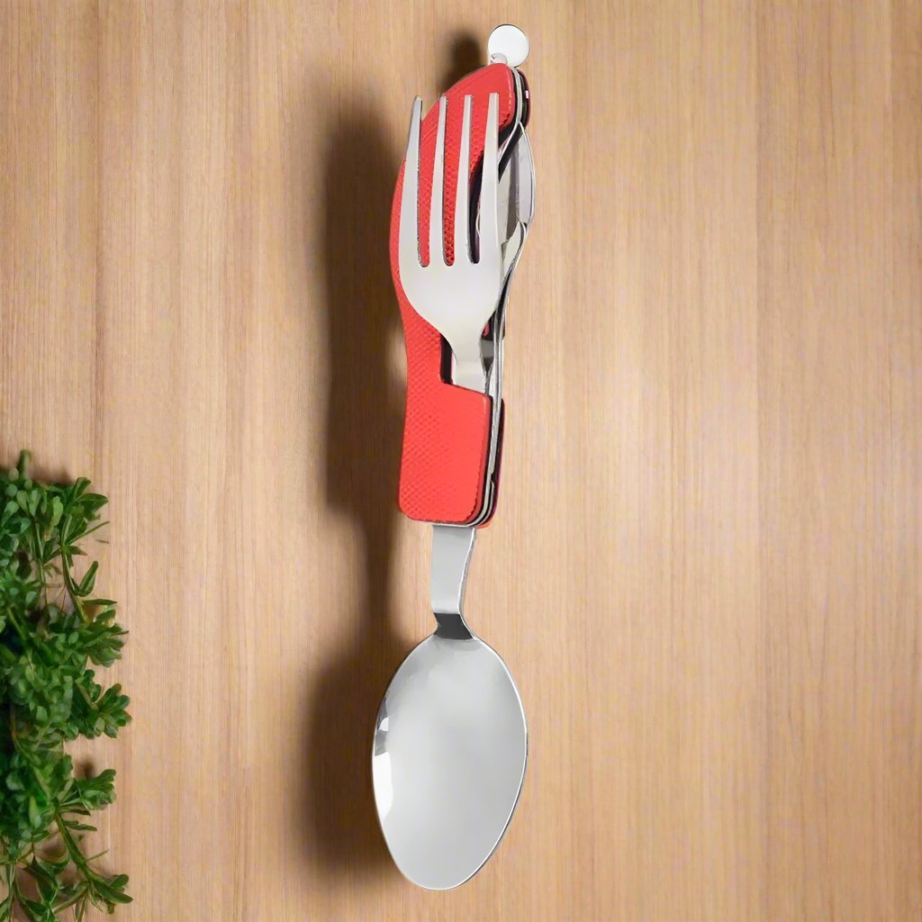 Couteau Suisse - FoldableTablewareSet™ - Rouge - Nature en Camping