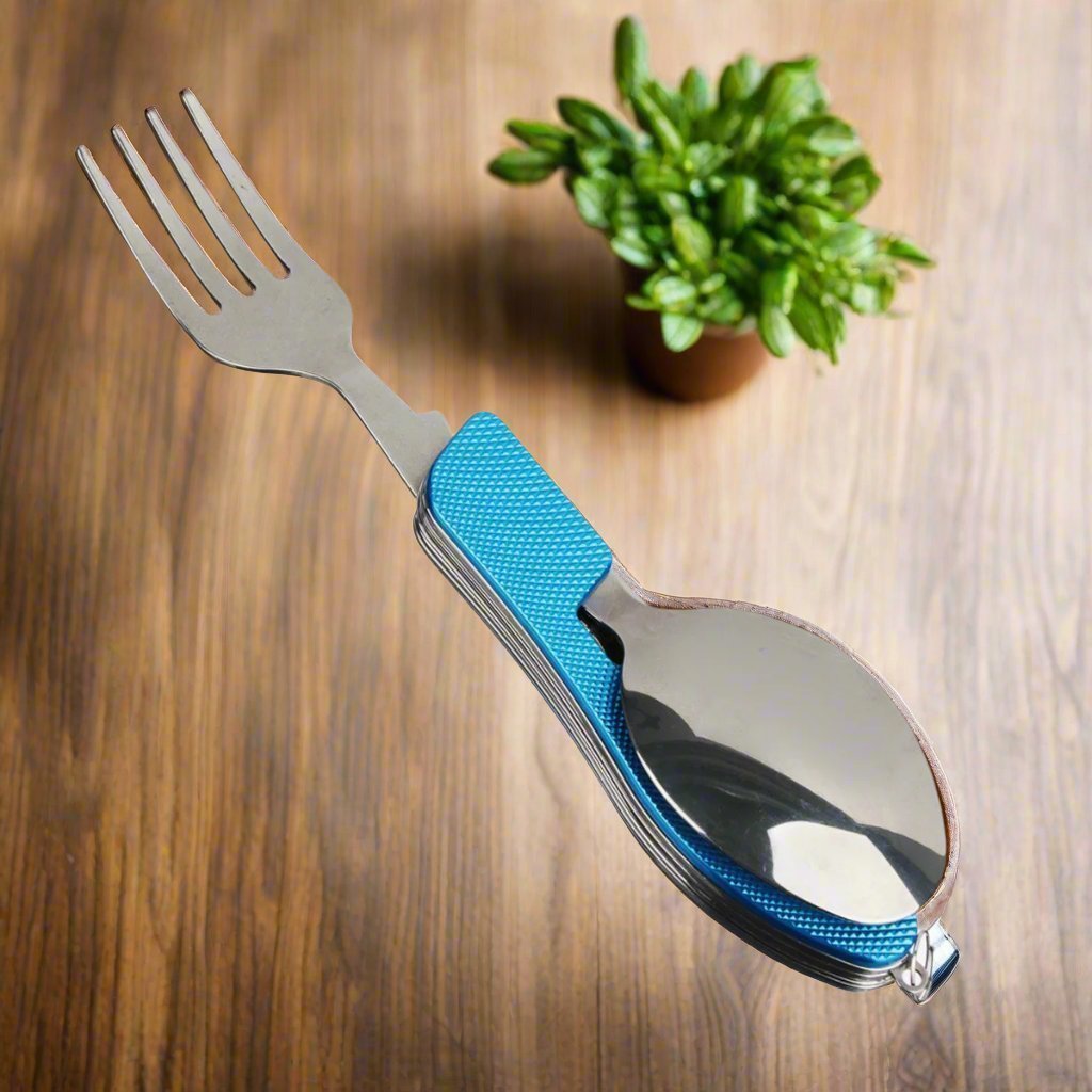 Couteau Suisse - FoldableTablewareSet™ - Bleu - Nature en Camping