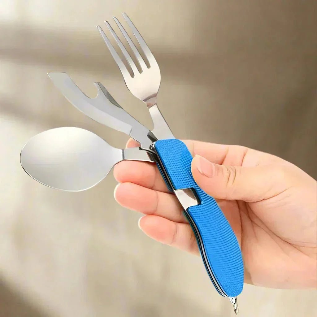 Couteau Suisse - FoldableTablewareSet™ - Bleu - Nature en Camping