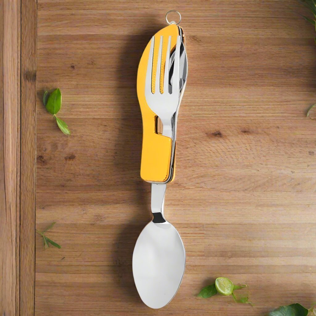 Couteau Suisse - FoldableTablewareSet™ - Jaune - Nature en Camping