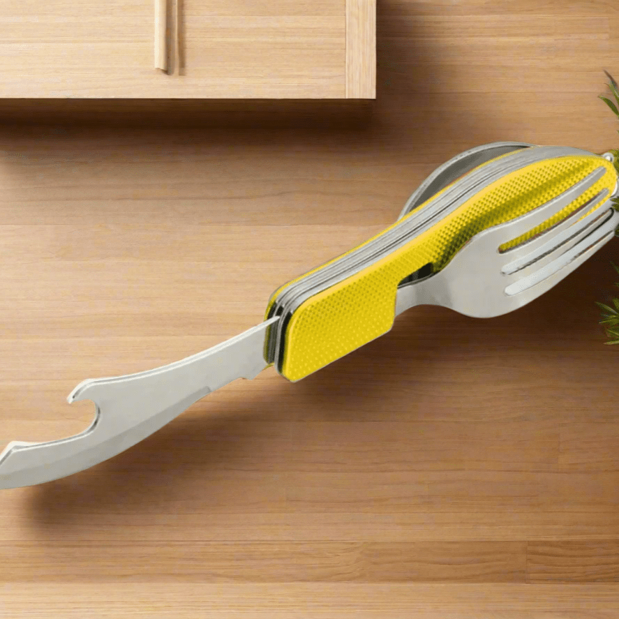 Couteau Suisse - FoldableTablewareSet™ - Jaune - Nature en Camping