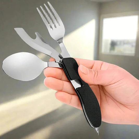 Couteau Suisse - FoldableTablewareSet™ - Noir - Nature en Camping
