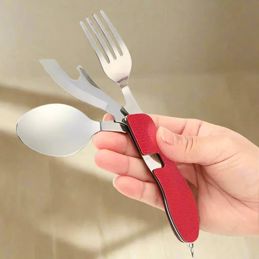 Couteau Suisse - FoldableTablewareSet™ - Rouge - Nature en Camping