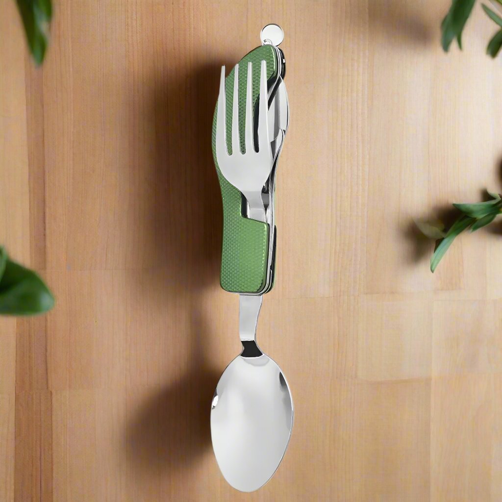 Couteau Suisse - FoldableTablewareSet™ - Vert - Nature en Camping
