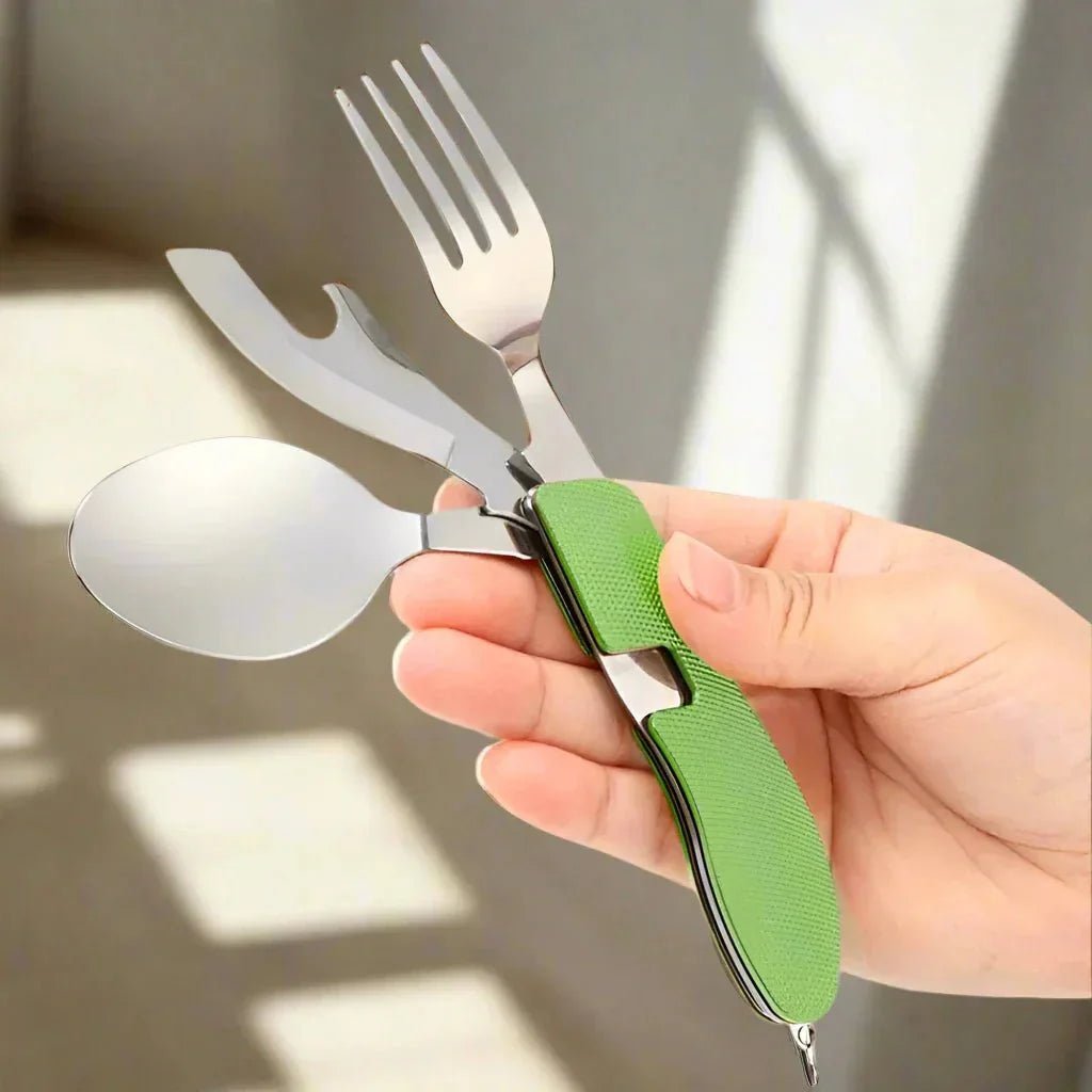 Couteau Suisse - FoldableTablewareSet™ - Vert - Nature en Camping