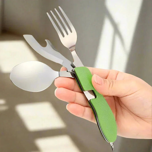 Couteau Suisse - FoldableTablewareSet™ - Vert - Nature en Camping