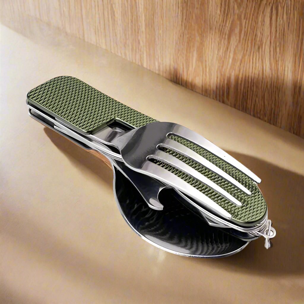 Couteau Suisse - FoldableTablewareSet™ - Vert - Nature en Camping